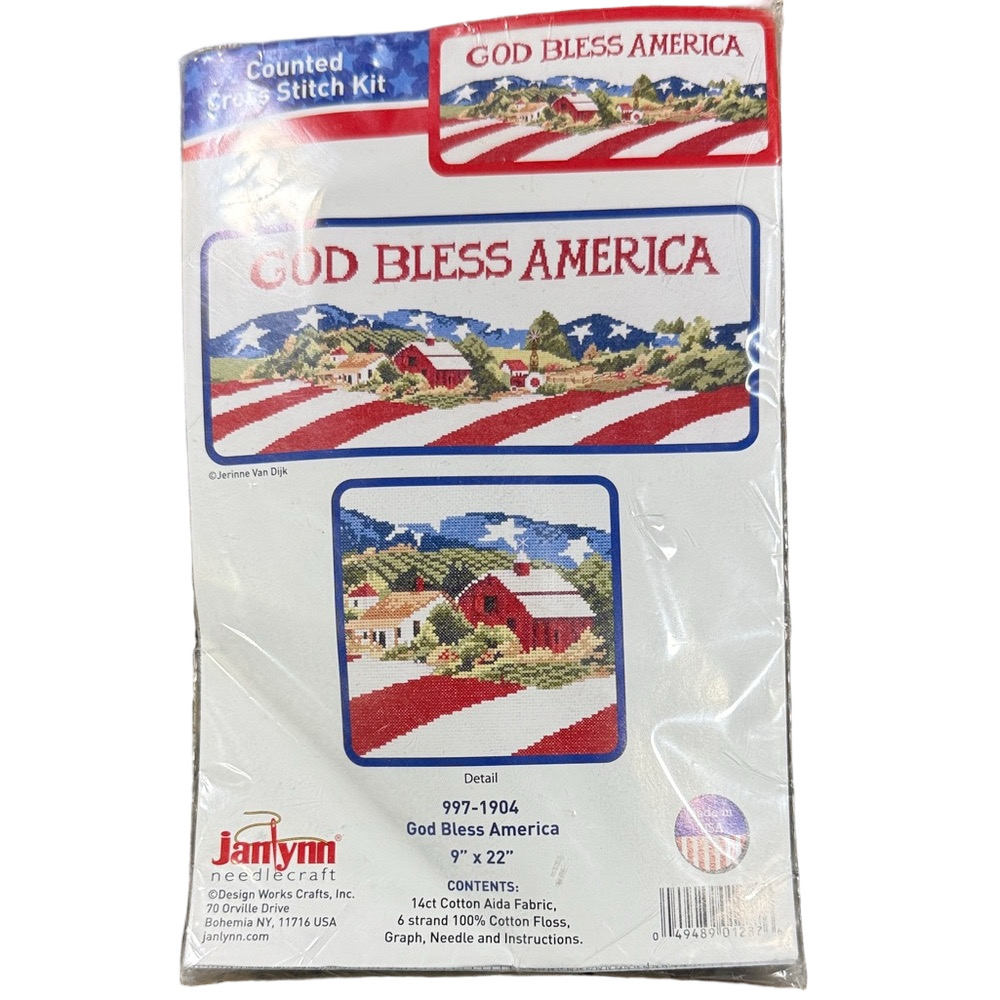 Janlynn Needle Craft God Bless America Cross Counted Stitch Kit SKU1451